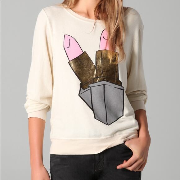 Wildfox Brigitte Lipstick Baggy Beach Sweatshirt Size Small - Picture 1 of 12